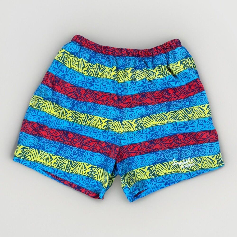 Vintage 90s Sandals Retro Color Block Swim Shorts Mens Size Large